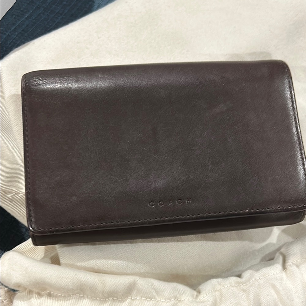 Coach Brown Leather Wallet with Minimalist Design
